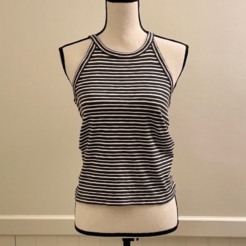 Madewell Charcoal and White Striped Tank Top